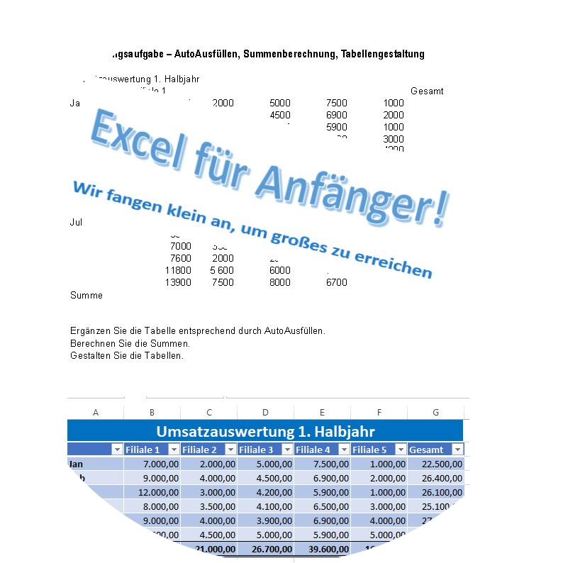 Öffnet die Seite 'Excel-Kurs für Anfänger/innen'